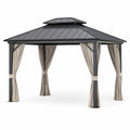 Gazebo Metallo con Tetto a Due Livelli e Tende 3x4 m