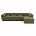 Divano angolare modulare in tessuto verde oliva con chaise longue