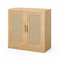 Mobile contenitore in legno con ante in rattan