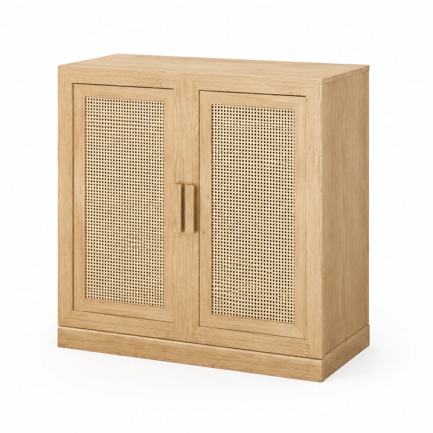 Mobile contenitore in legno con ante in rattan