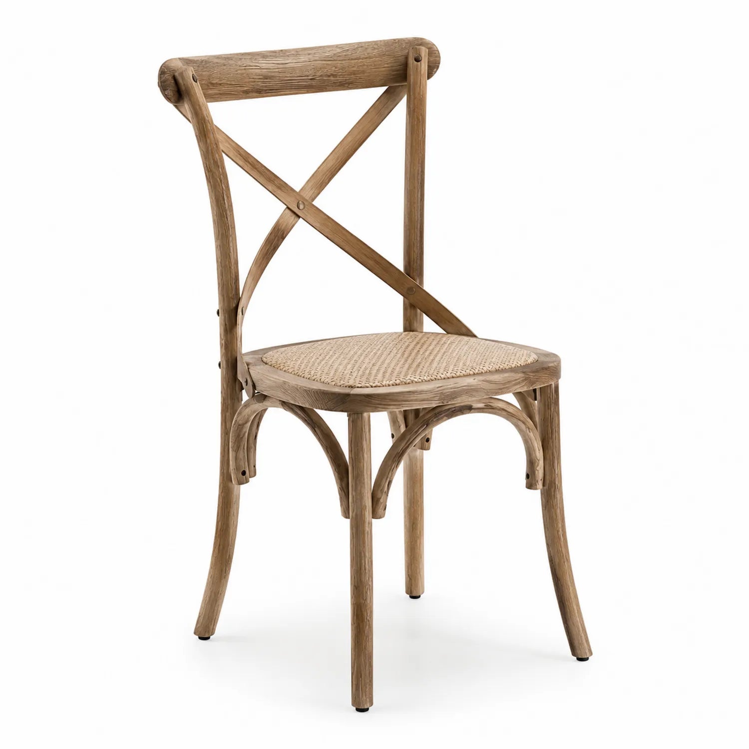 Sedia in legno di quercia con seduta in rattan