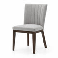 Sedia in Tessuto Grigio con Gambe in Legno Massello