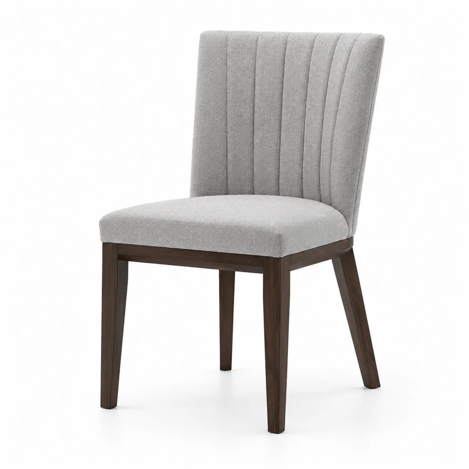 Sedia in Tessuto Grigio con Gambe in Legno Massello