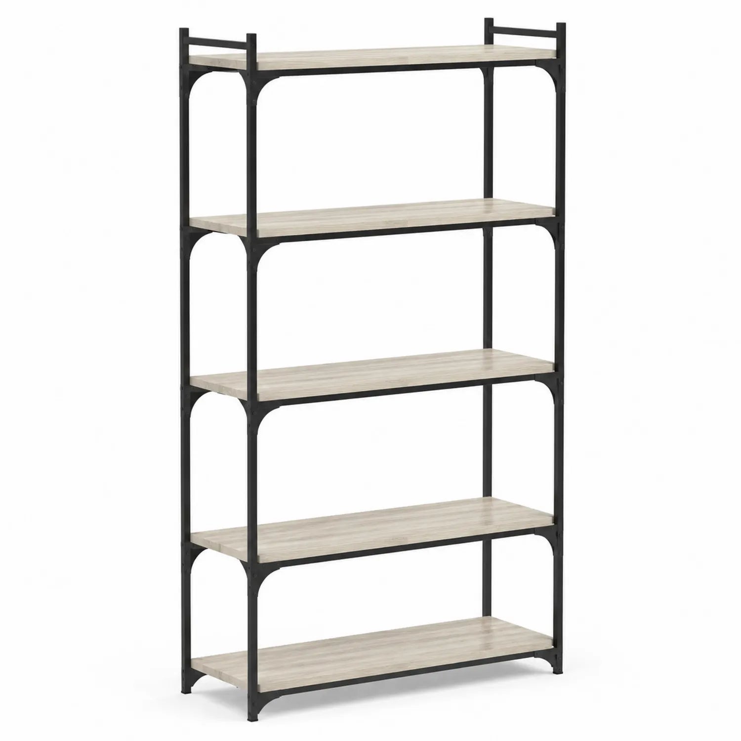 Scaffale a 5 Ripiani in Legno e Metallo Nero