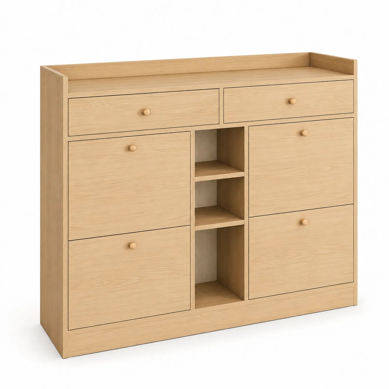 Credenza in Legno MDF con 4 Cassetti e Scomparti Aperti