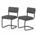 Set di 2 Sedie in Similpelle Grigio con Struttura in Metallo Nero
