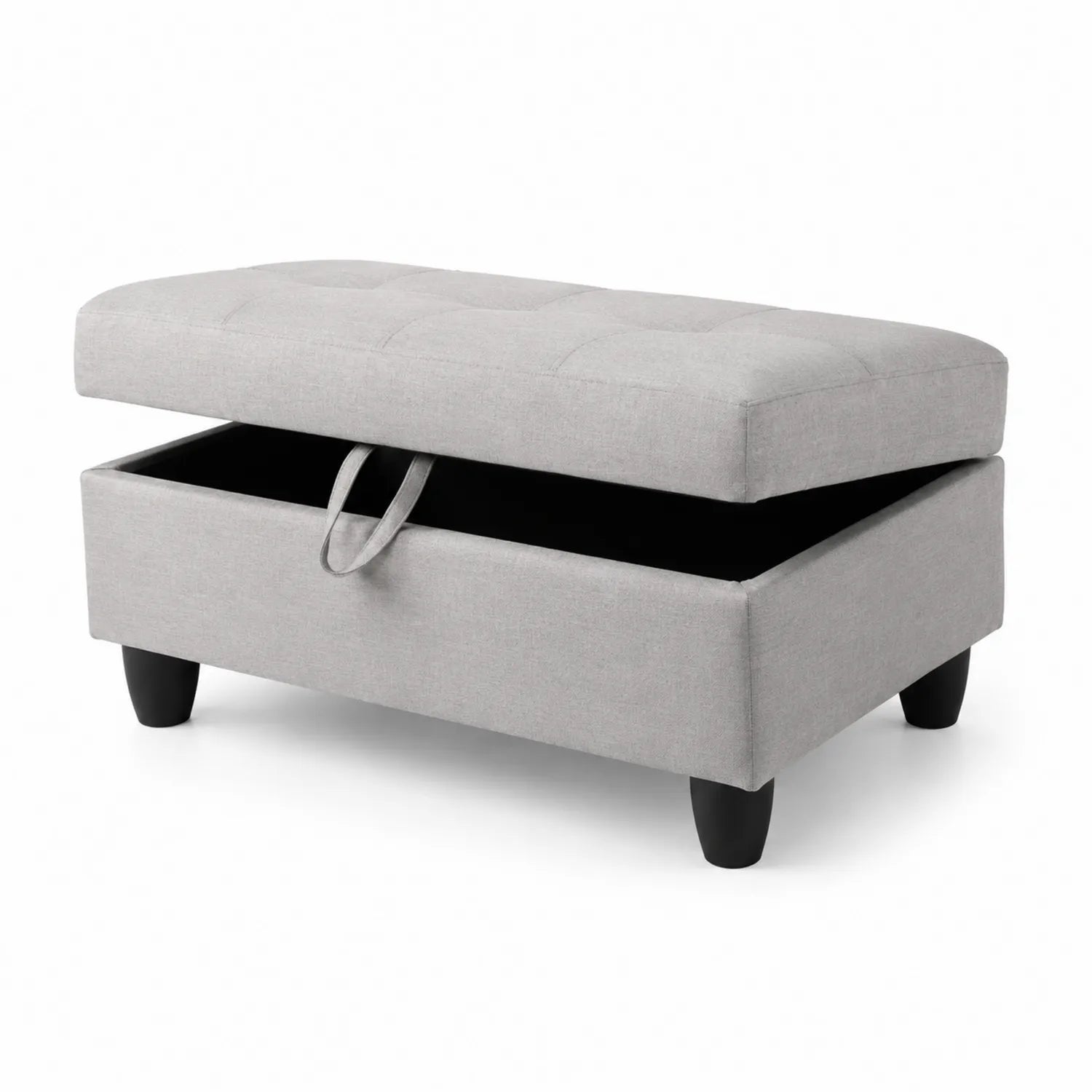 Poggiapiedi con Contenitore in Tessuto Grigio