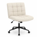 Sedia girevole in tessuto beige con base in metallo