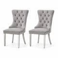 Set di 2 Sedie da Pranzo in Velluto Grigio con Gambe in Metallo