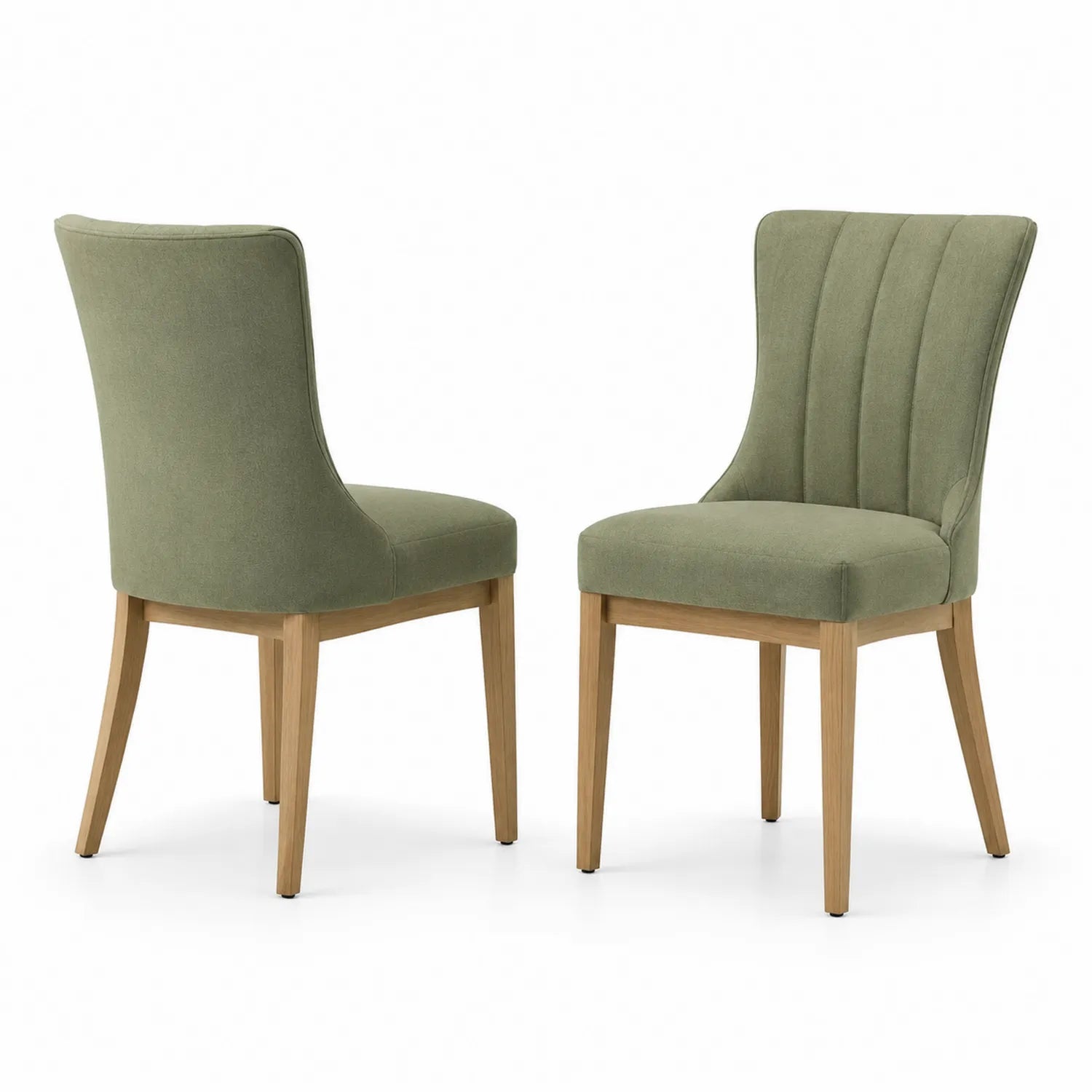 Set di 2 Sedie da Pranzo in Legno e Poliestere Verde
