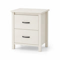 Comodino a 2 cassetti in Legno MDF Rettangolare Bianco con Maniglie Metalliche