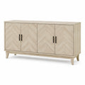 Credenza in legno massello di quercia effetto a spina di pesce 4 ante