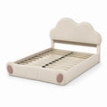 Letto per bambini in legno e tessuto beige 160x80 cm