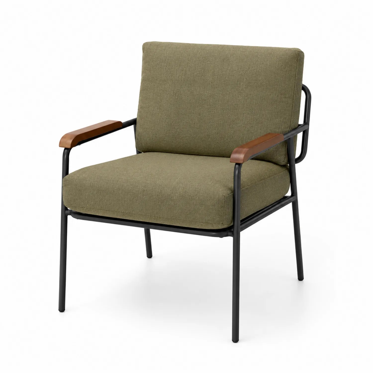 Sedia in Tessuto Verde Metallo e Legno
