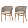 Set di 2 Sedie in Legno di Teak e Rattan Grigio