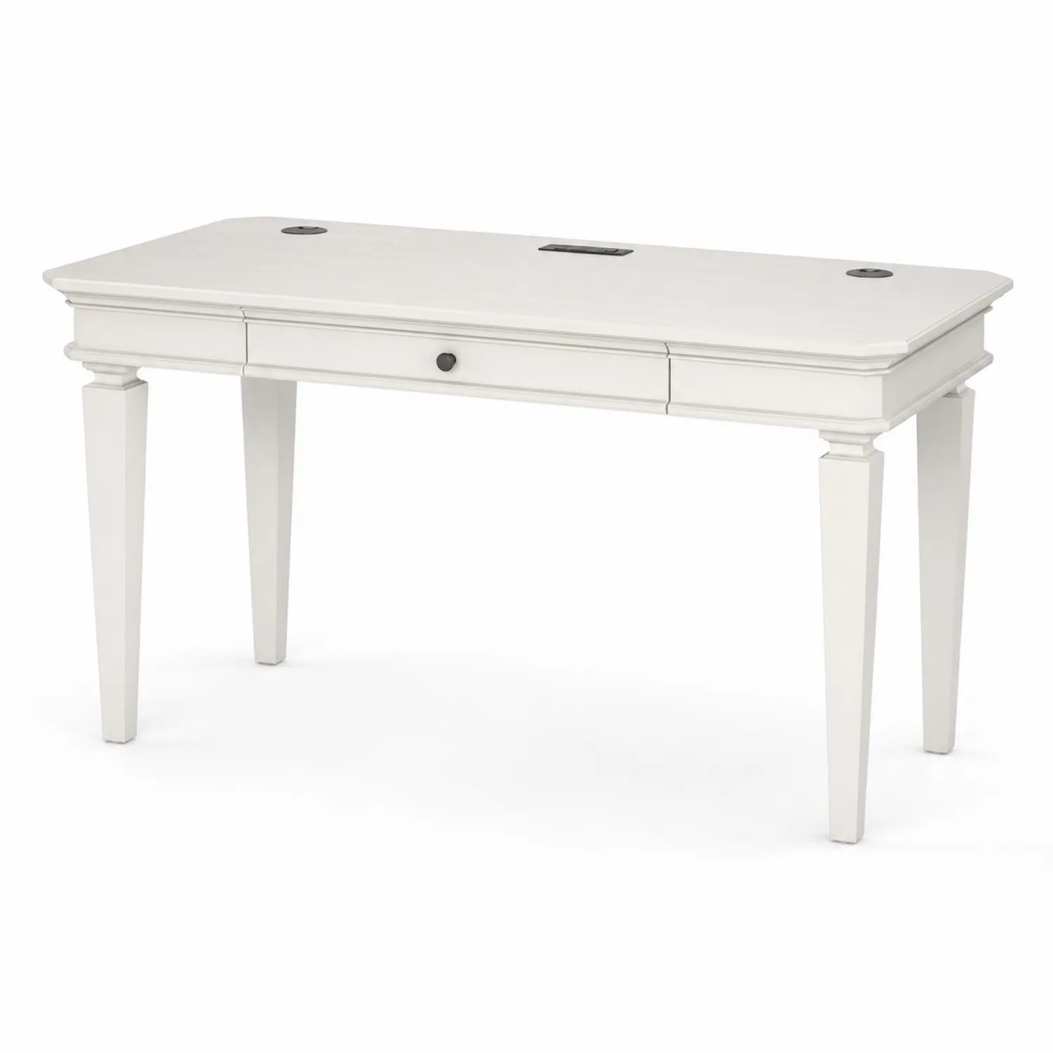 Scrivania rettangolare in MDF bianco con gestione cavi