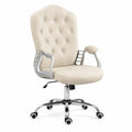 Sedia da ufficio in pelle sintetica Beige con struttura in metallo