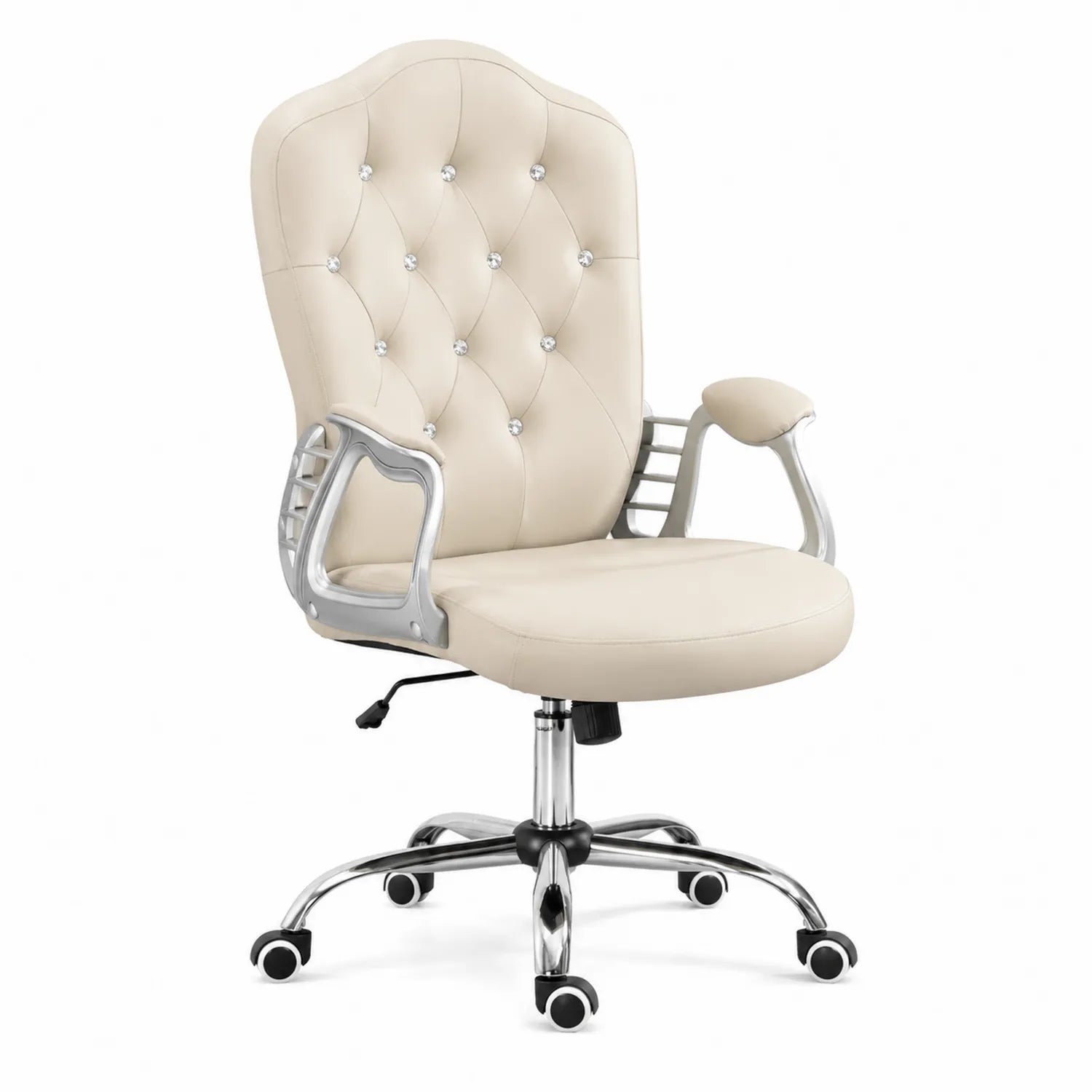 Sedia da ufficio in pelle sintetica Beige con struttura in metallo