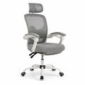 Sedia Ergonomica da Ufficio in Rete Grigia con Braccioli e Ruote