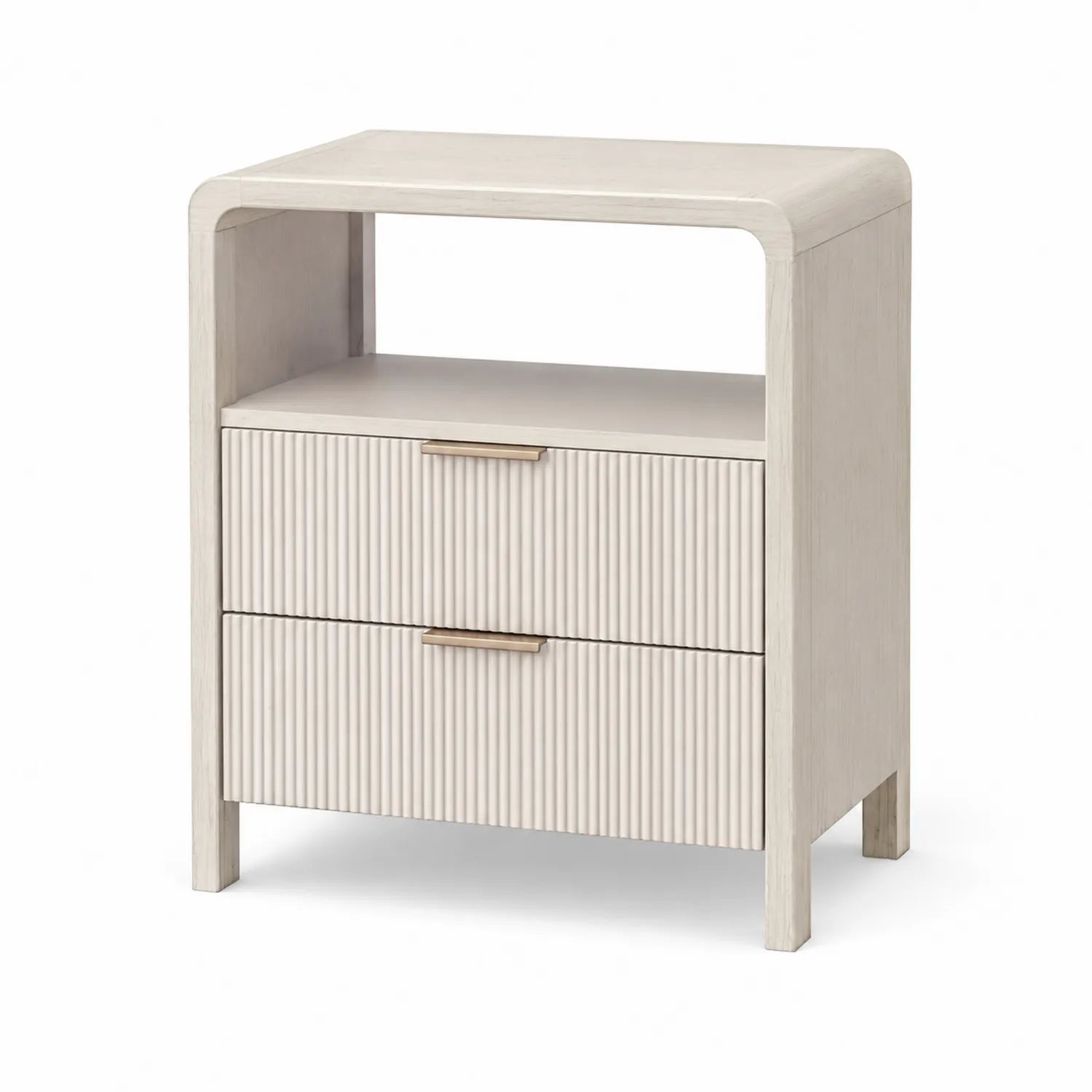 Comodino in legno MDF con 2 cassetti e ripiano aperto Bianco 40x30x60 cm